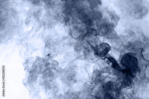 blue smoke on a white background. inversion