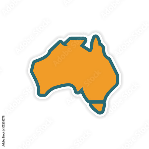 paper sticker Australian map on white background