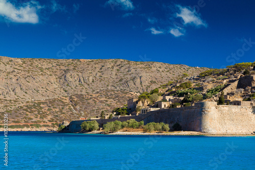 View of part of the island-fortress of Spinalonga. Crete. Mirabello Bay