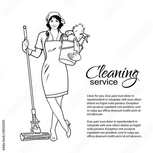Woman in uniform. Cleaning services.