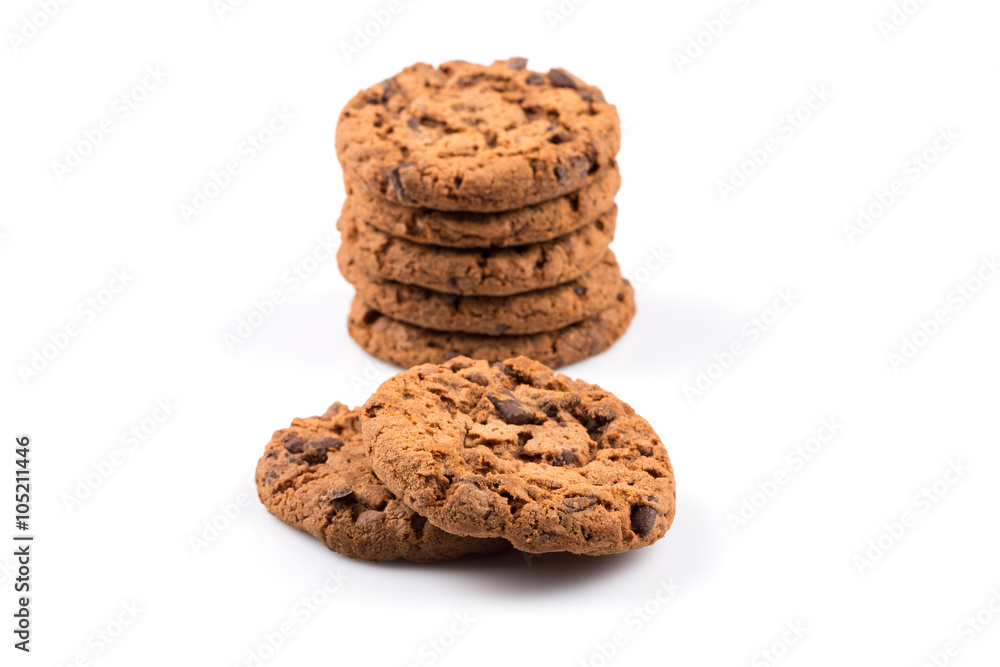 Chocolate chip cookies isolated on white Chocolate chip cookies isolated on white