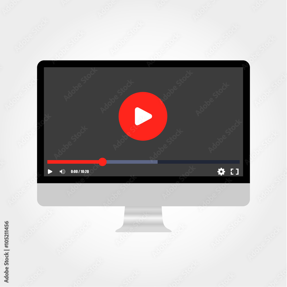 Monitor the media player on a gray background Monitor the media player on a gray background