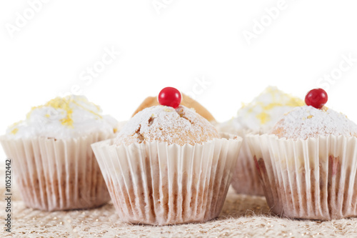Group of tasty muffins isol...