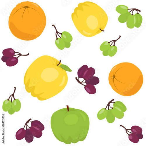Seamless pattern with apples and grapes