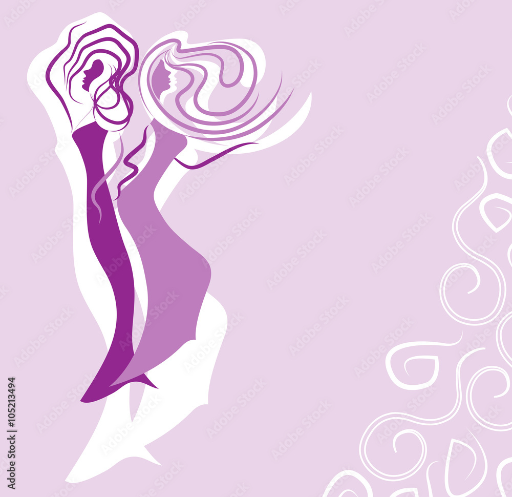 Abstract silhouettes greeting card woman hair Abstract silhouettes greeting card woman hair