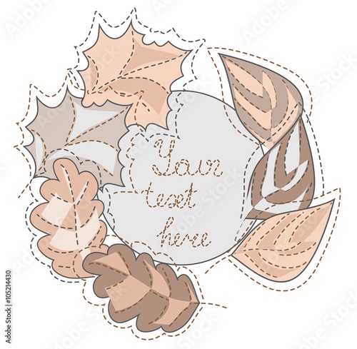 card for text Decorative autumn leaves