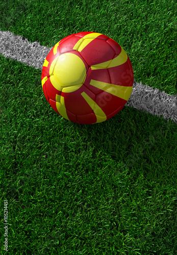 Soccer ball and national flag of Macedonia   green grass