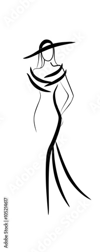 stylish woman silhouette on catwalk