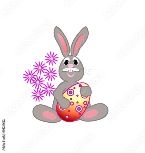 Easter card with Easter bunny holding egg