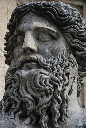 Detail statue Allegoria Tiber in Rome, Italy