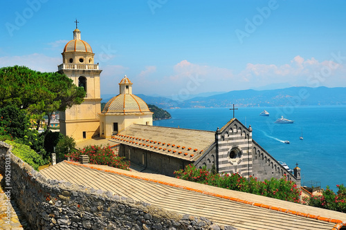 picturesque coast Portovenere overlooking the church