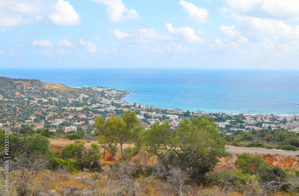 Aegean Sea and Stalida town.