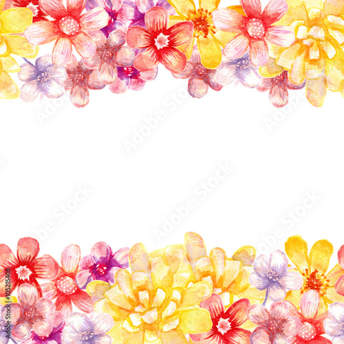 Watercolor flowers borders.