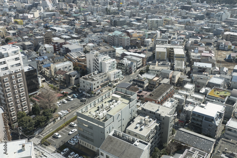 東京都市風景　俯瞰　練馬区　板橋区　住宅街　マンションと戸建てが密集
