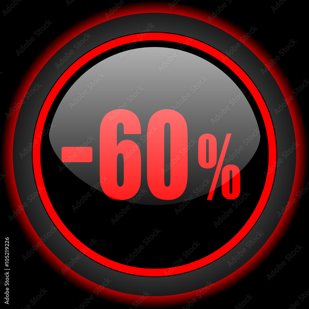 60 percent sale retail black and red glossy internet icon on black background 60 percent sale retail black and red glossy internet icon on black background