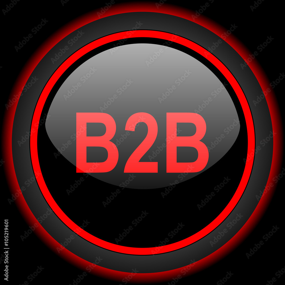 b2b black and red glossy internet icon on black background b2b black and red glossy internet icon on black background