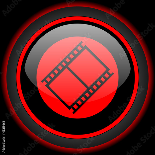 film black and red glossy internet icon on black background