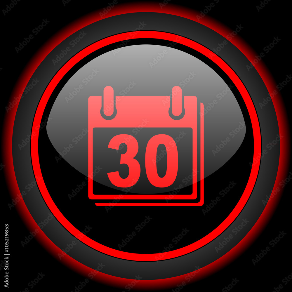 calendar black and red glossy internet icon on black background calendar black and red glossy internet icon on black background
