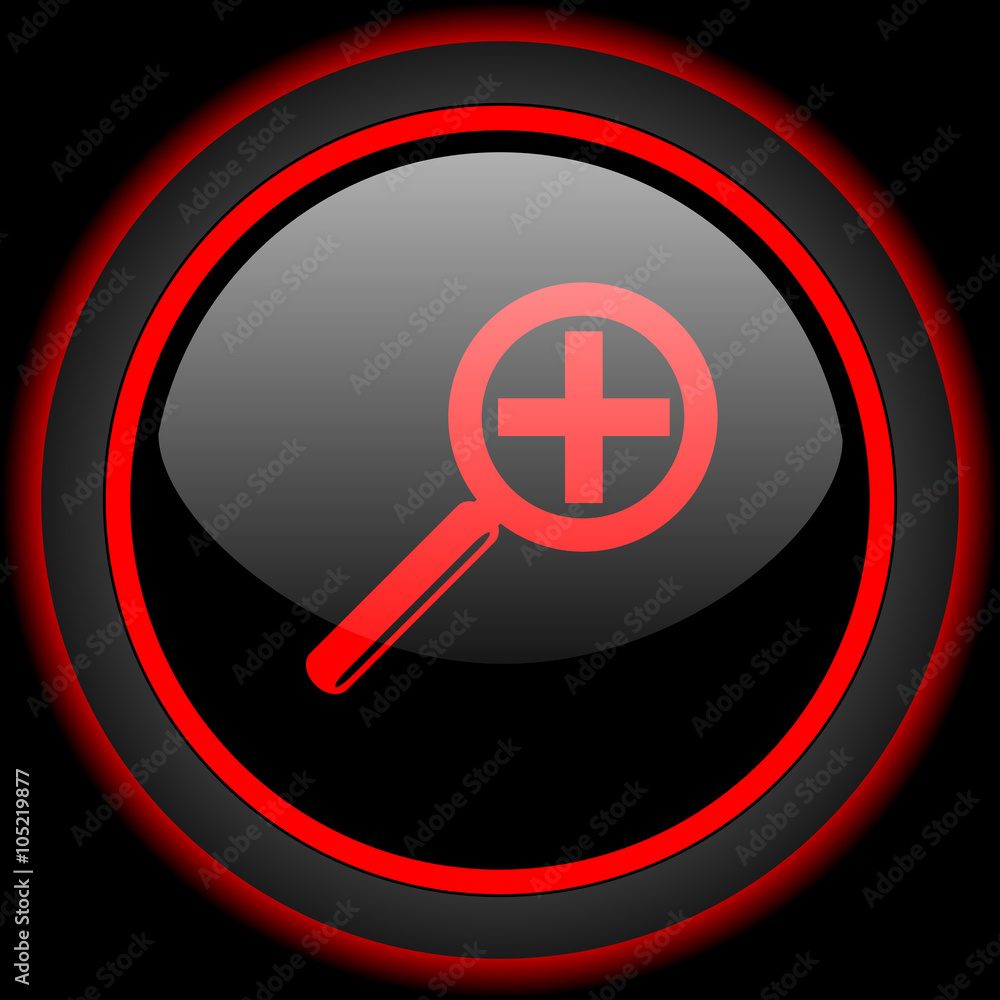 lens black and red glossy internet icon on black background lens black and red glossy internet icon on black background