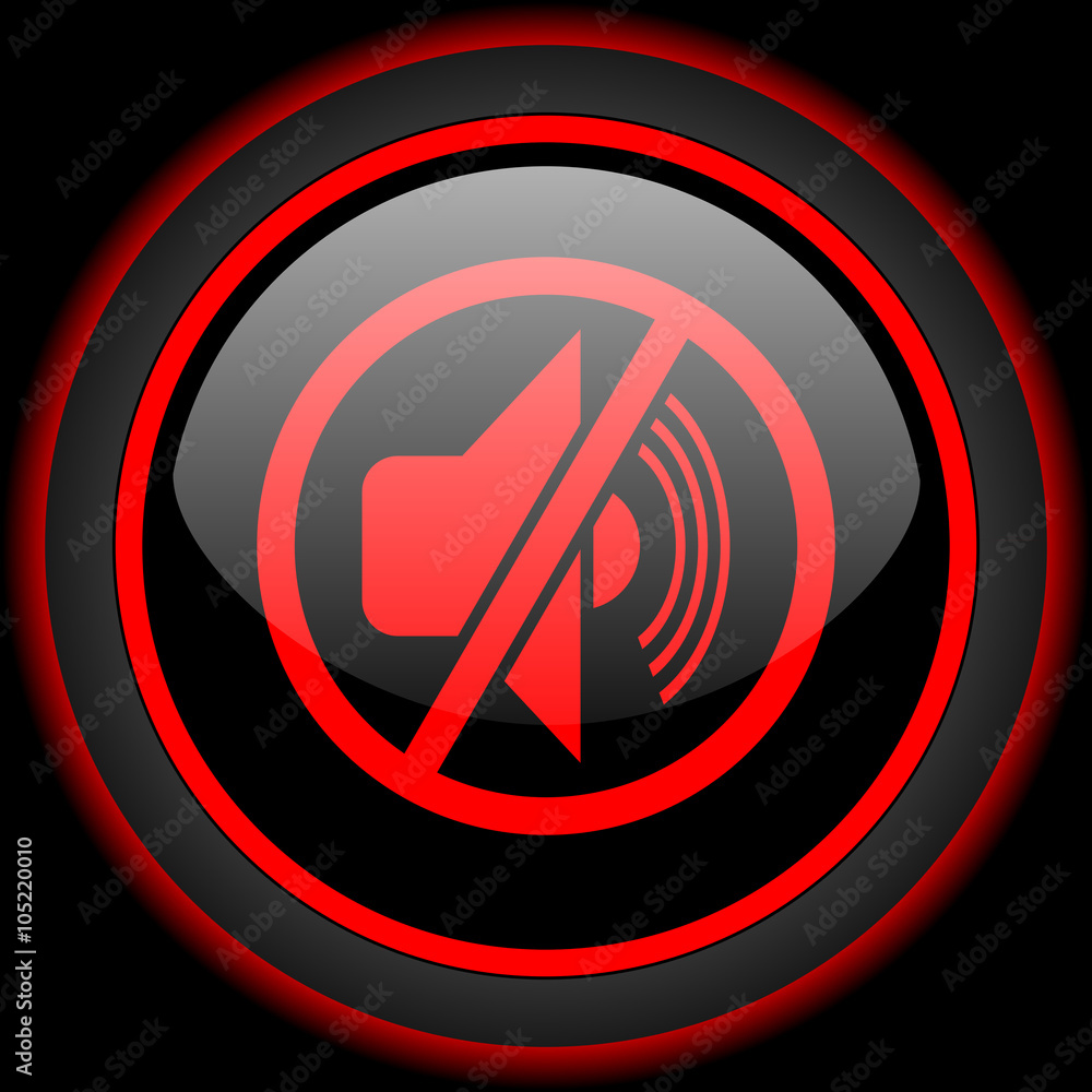 mute black and red glossy internet icon on black background mute black and red glossy internet icon on black background