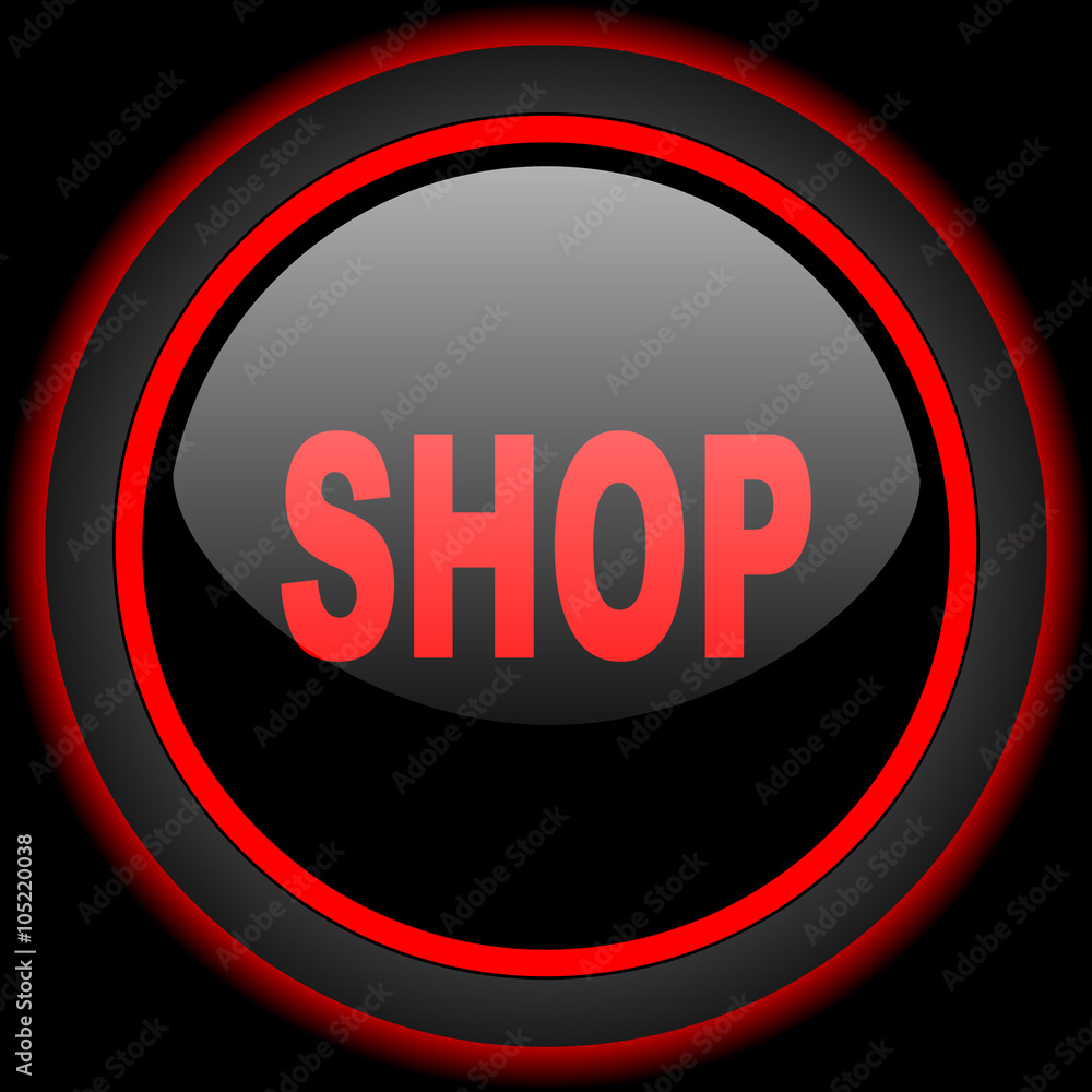 shop black and red glossy internet icon on black background shop black and red glossy internet icon on black background