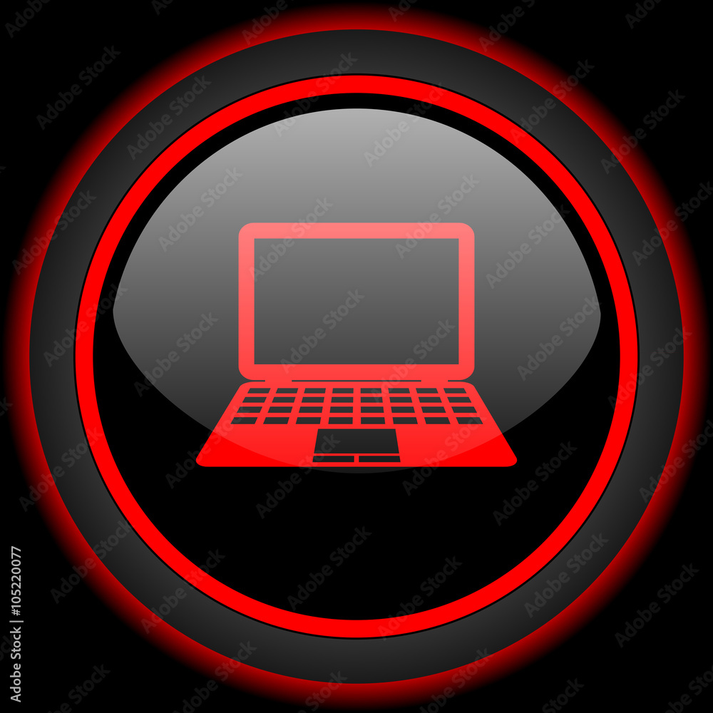 computer black and red glossy internet icon on black background computer black and red glossy internet icon on black background