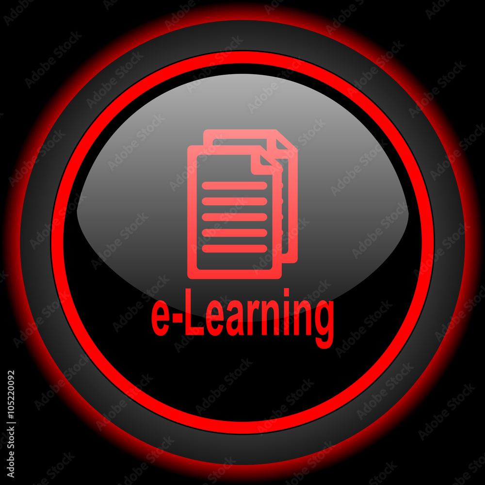 learning black and red glossy internet icon on black background learning black and red glossy internet icon on black background