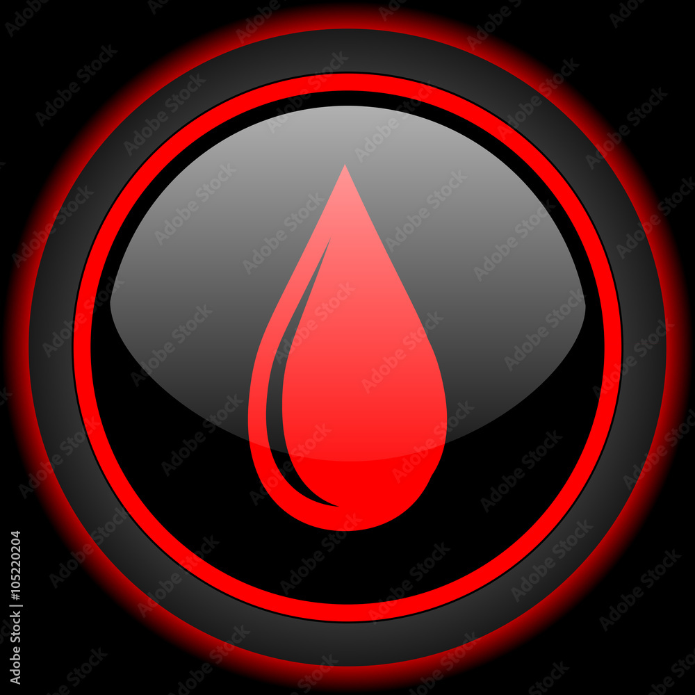 water drop black and red glossy internet icon on black background water drop black and red glossy internet icon on black background