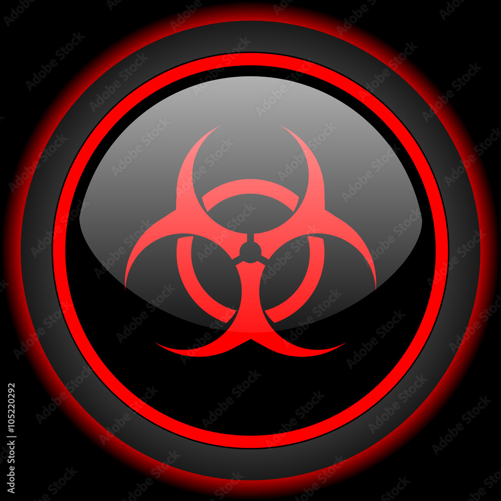 biohazard black and red glossy internet icon on black background biohazard black and red glossy internet icon on black background