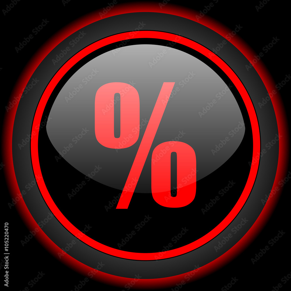 percent black and red glossy internet icon on black background percent black and red glossy internet icon on black background