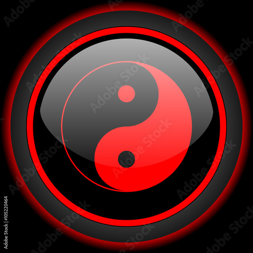 Foto ying yang black and red glossy internet icon on black background