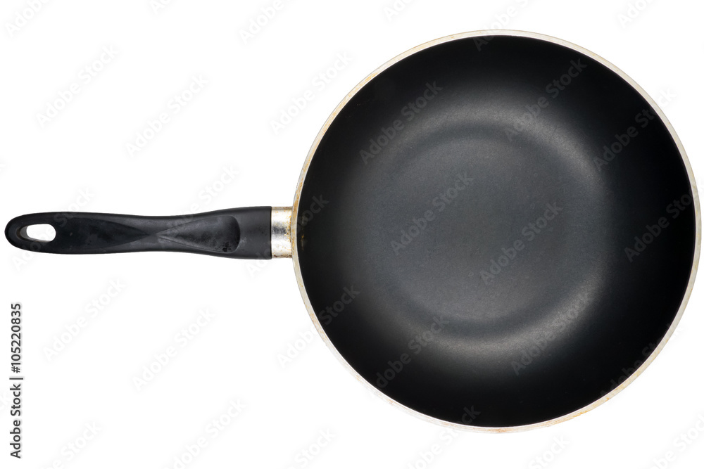 empty pan on white background. empty pan on white background.