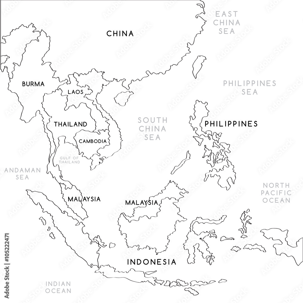 South East Asia Map : Vector Illustration Stock Vector | Adobe Stock