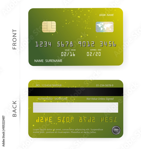 Vector/Green orange and abstract bright stars patterns background credit debit card design template,To adapt idea for commercial,business,advertising,information,financial,illustration