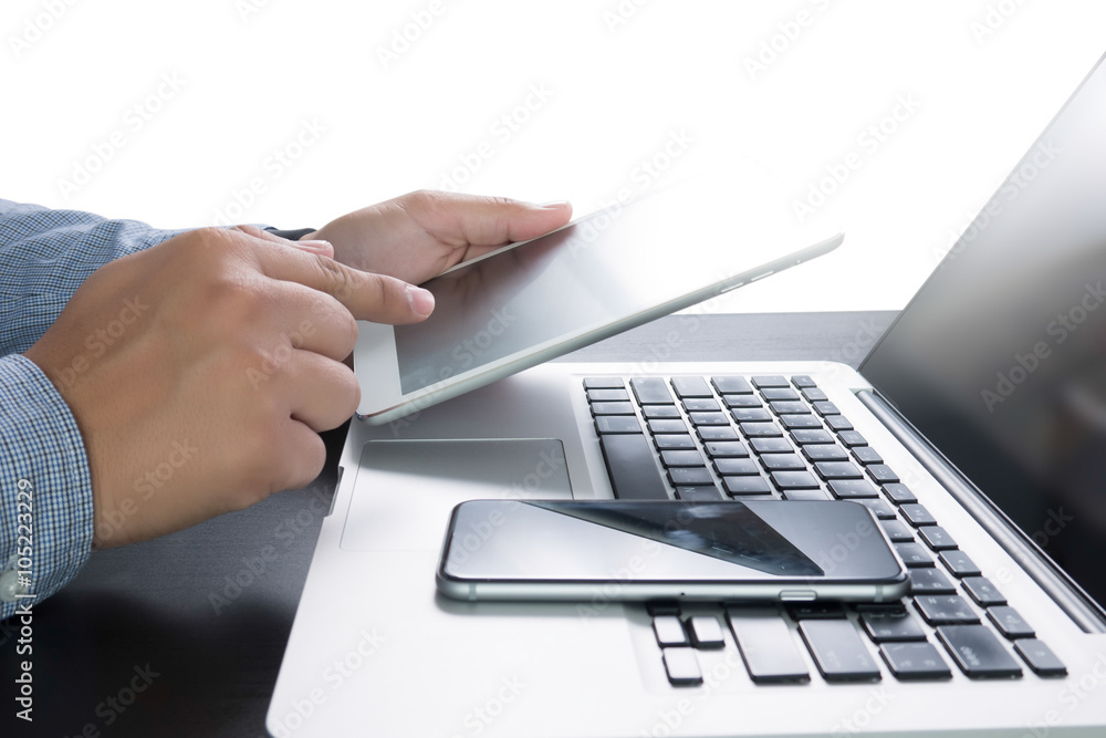 A man holding a tablet A man holding a tablet