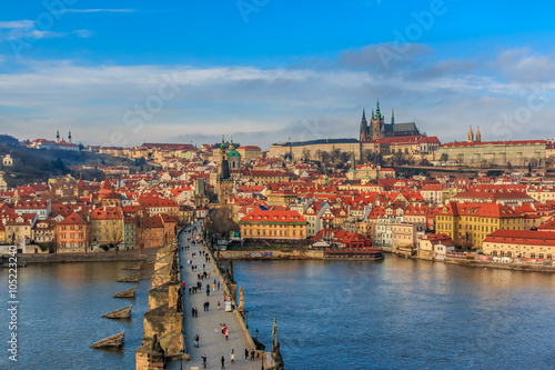 View onto Prague Castle from Charles Bridge