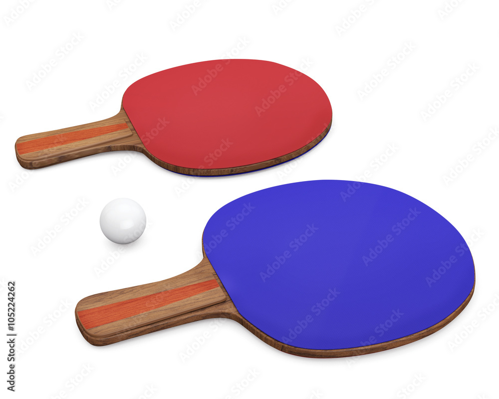 Two ping-pong rackets and ball for playing table tennis. Two ping-pong rackets and ball for playing table tennis.