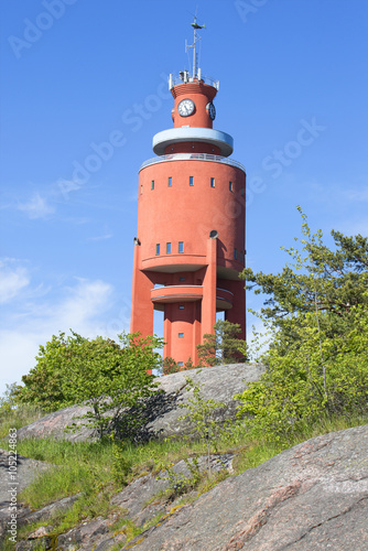 The old water tower on the cliffs of the Peninsula of Hanko. Finland photo