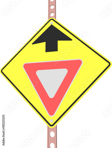 3d illustration of yellow roadsign isolated on white background