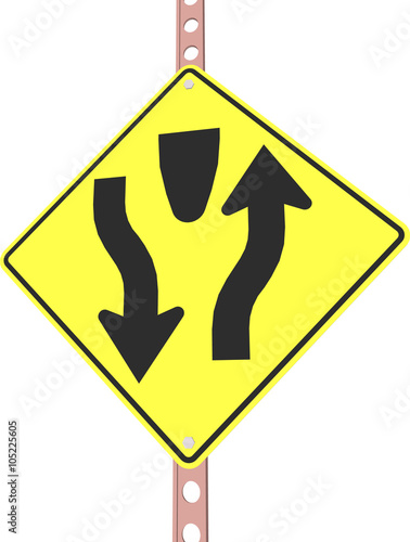3d illustration of yellow roadsign isolated on white background