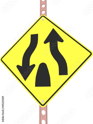 3d illustration of yellow roadsign isolated on white background