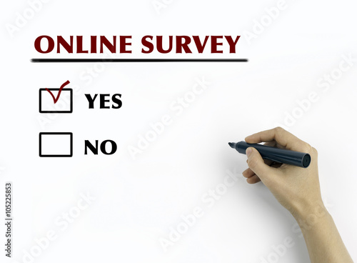 Hand with marker writing Online survey