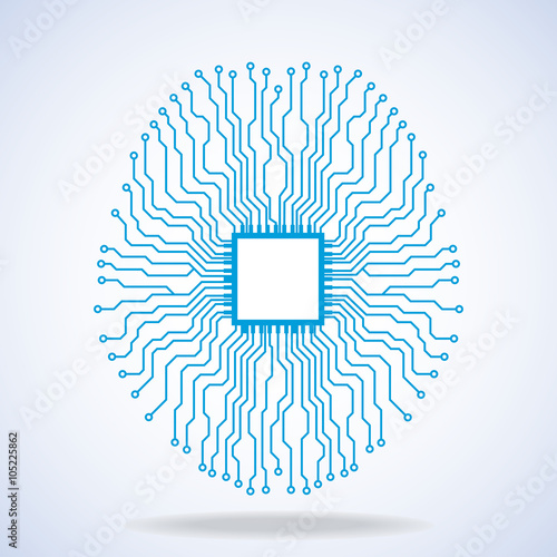 Brain. Cpu. Circuit board. Vector illustration. Eps 10