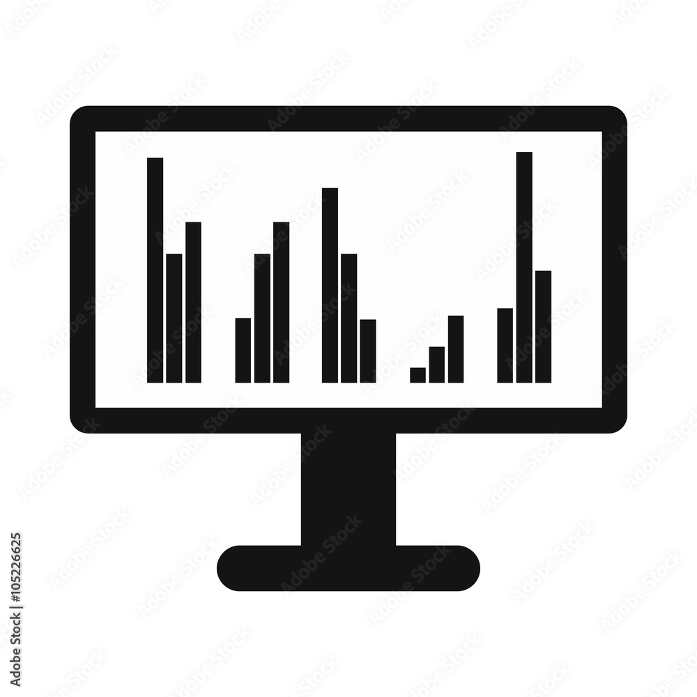 Computer screen with business graph icon Computer screen with business graph icon