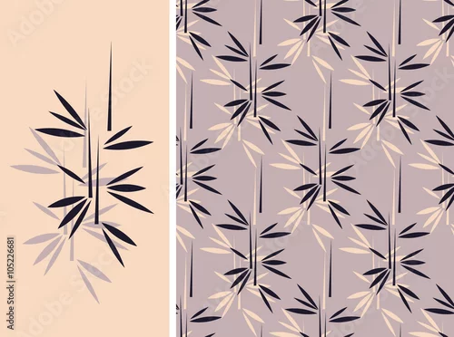 Tapety Bambusowa płytka bez szwu w japońskim stylu i jej odosobniony wzór w klasycznej czarno-jasnofioletowej palecie kolorów