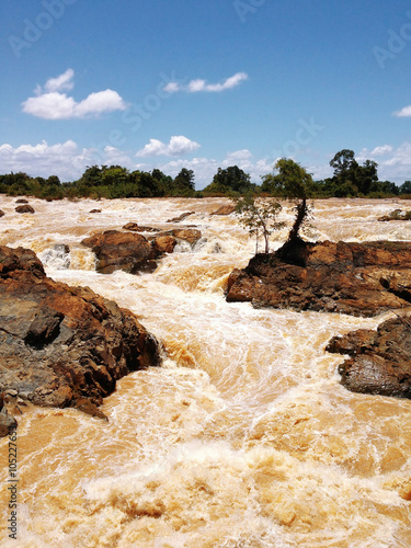 Liphi waterfalls or mekong river on the rainy season, Don Khone,