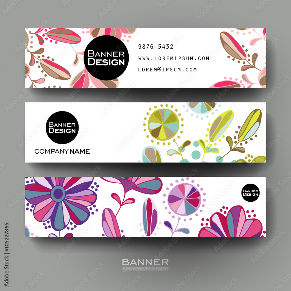 Naklejka premium Beautiful banner vector template with floral ornament background