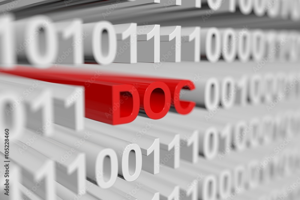 DOC is represented as a binary code with blurred background