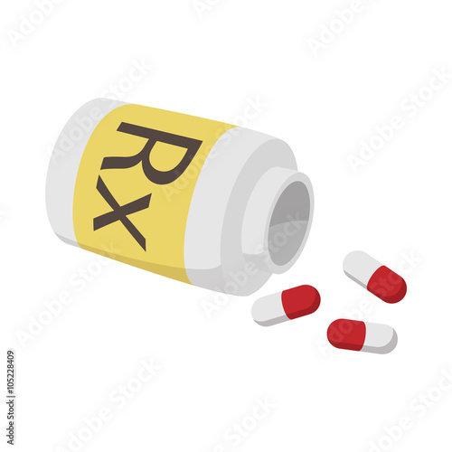 Prescription pills icon, cartoon style