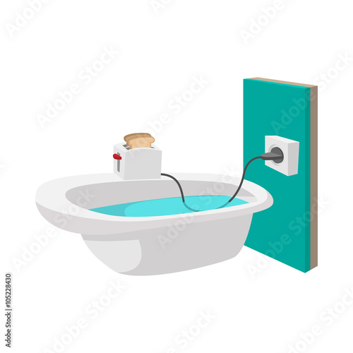 Toaster on the edge of a bathtub icon